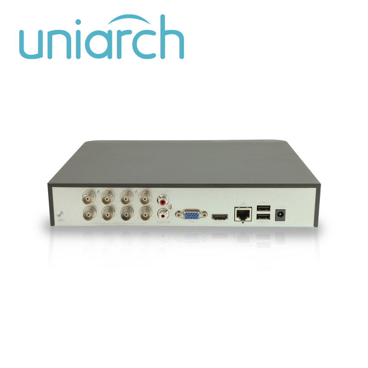 DVR PENTAHIBRIDO UNIARCH XVR-108G3 / 8 CANALES ANALOGICOS (HASTA 5 MP LITE A 12 FPS)  / AHD / TVI / CVI / IP / 4 CANALES IP (HASTA 4 MP) / CAPACIDAD DE 1 DISCO DURO DE 8 TB/ AUDIO ENTRADA/SALIDA / SALIDA ESPEJO VGA /  HDMI / P2P (EZCLOUD) / ONVIF / CARCASA METALICA