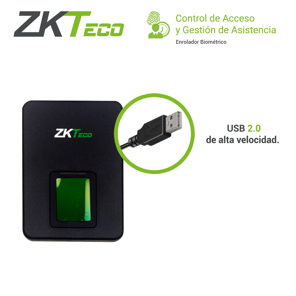 ENROLADOR BIOMETRICO USB ZKTECO ZK9500 COMPATIBLE CON ZKBIO CVSECURITY, ZKBIO CVACCESS, BIOTIME PRO, REGISTRA HUELLAS *SDK SIN COSTO*