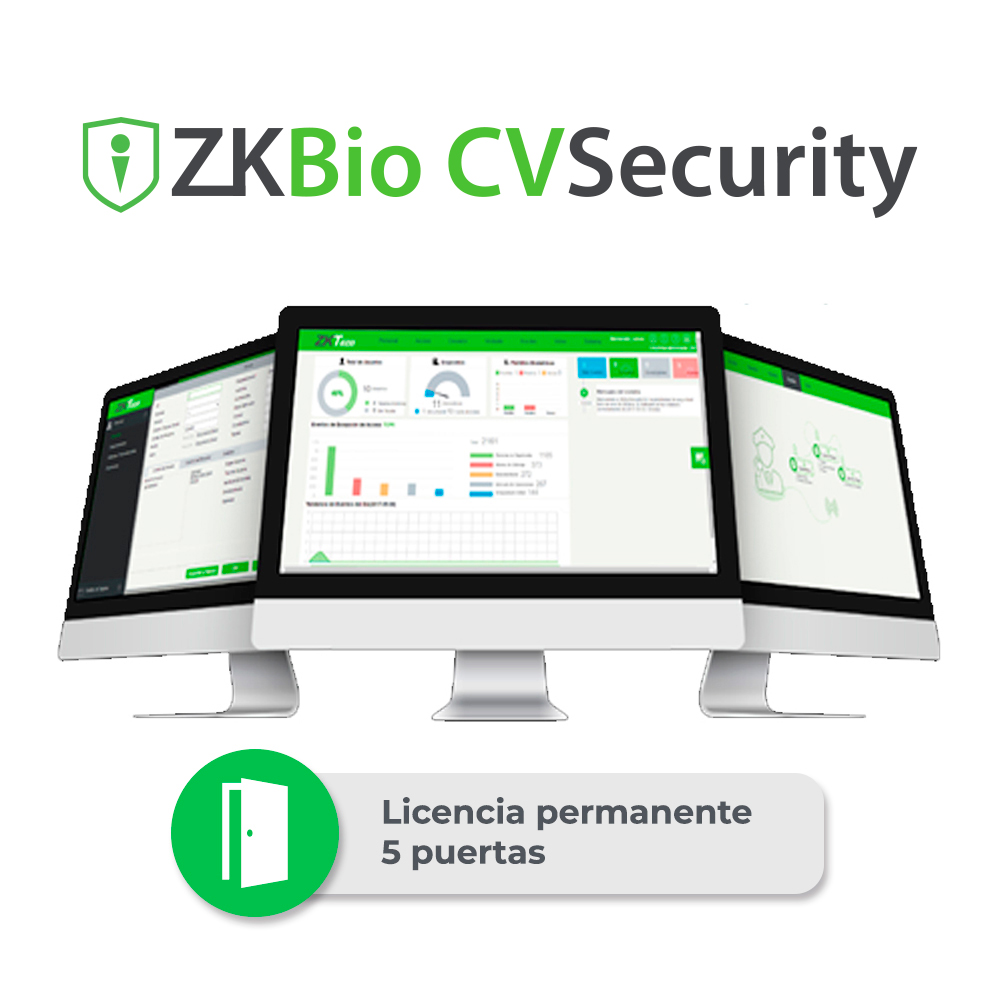 Licencia Bio Cvsecurity Modulo De Acceso Zkcv-ac-p5 Para 5 Puertas Permanente Compatible Con Inbiopro, Speedface Y Proface
