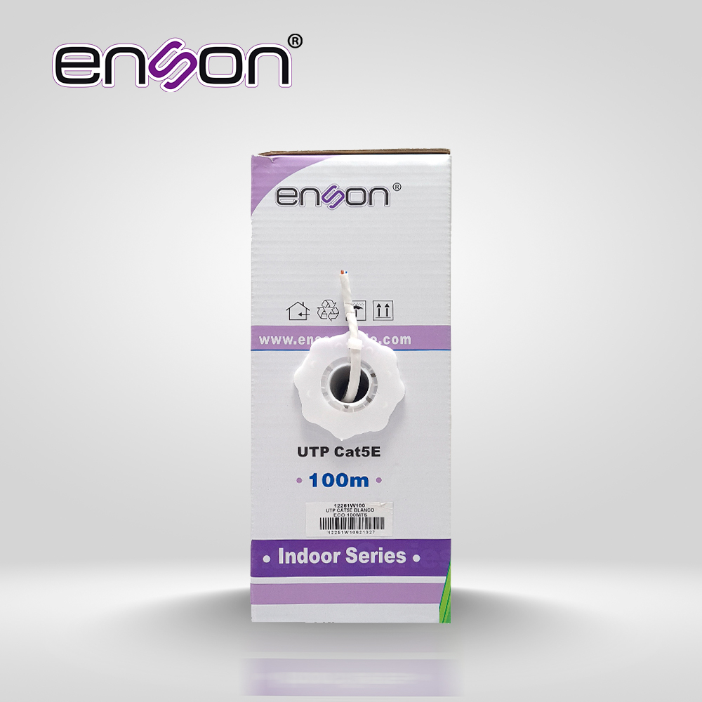 Cable UTP Cat5e Enson 12251W100 Serie Eco Cal 24AWG Cca Bobina 100MTS Pvc Color Blanco Uso Interior 