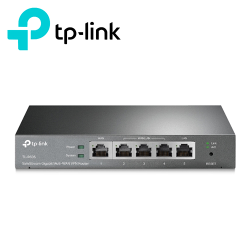 ROUTER VPN TP-LINK ER605 GESTION CENTRALIZADA OMADA SDN 5 PUERTOS GIGABIT HASTA 3 PUERTOS WAN VPN ALTAMENTE SEGURA HASTA 20 X IPSEC LAN A LAN 16 X OPEN VPN 16 X L2TP 16 X PPTP VPN 25000 SESIONES CONCURRENTES BALANCEO DE CARGA FIREWALL