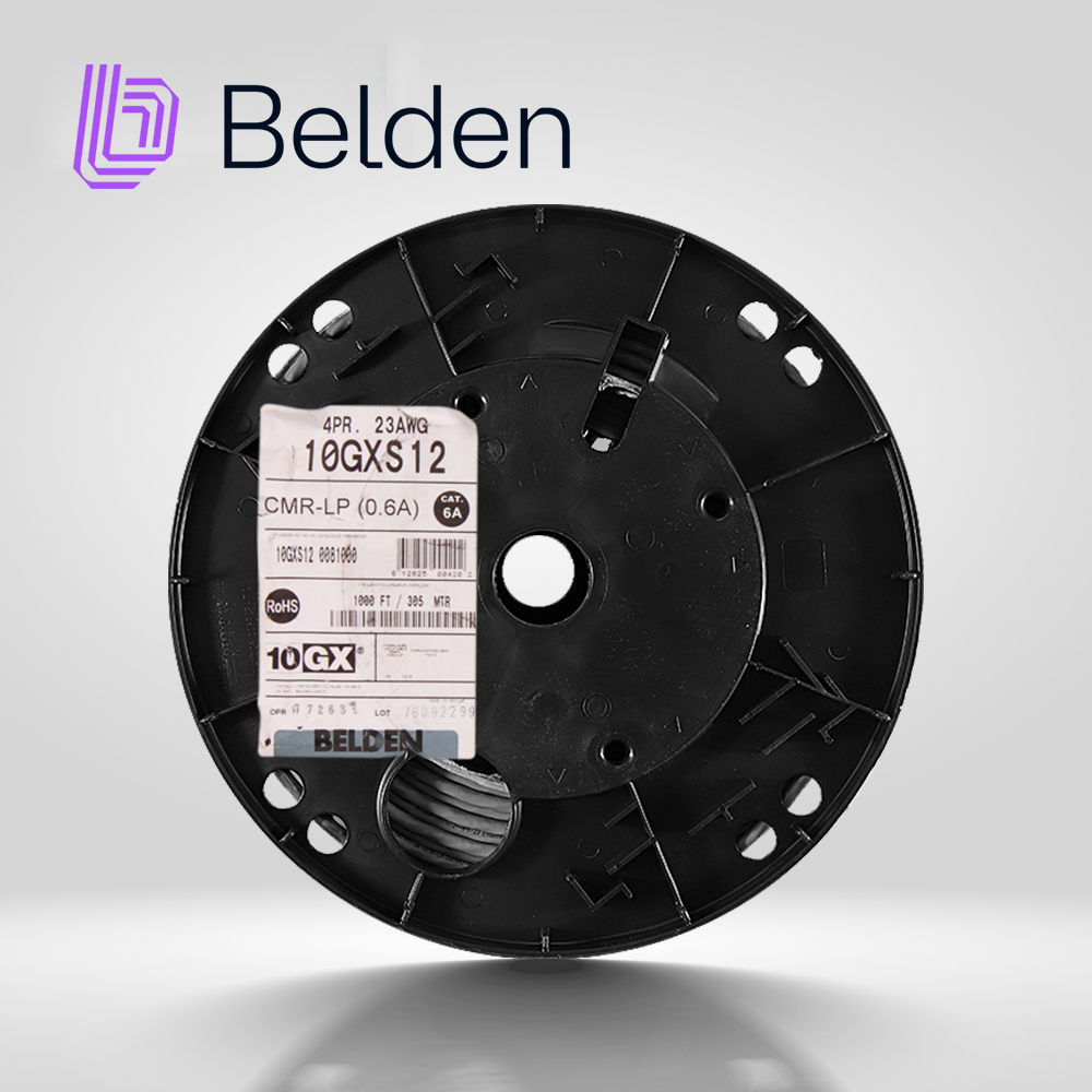 CABLE UTP CAT6A BELDEN 10GXS12 0081000 / INTERIOR / GRIS / 625MHZ / 4 PARES / 23 AWG / FORRO PVC / CMR / CERTIFICABLE / BOBINA / 1,000 PIES 305 METROS