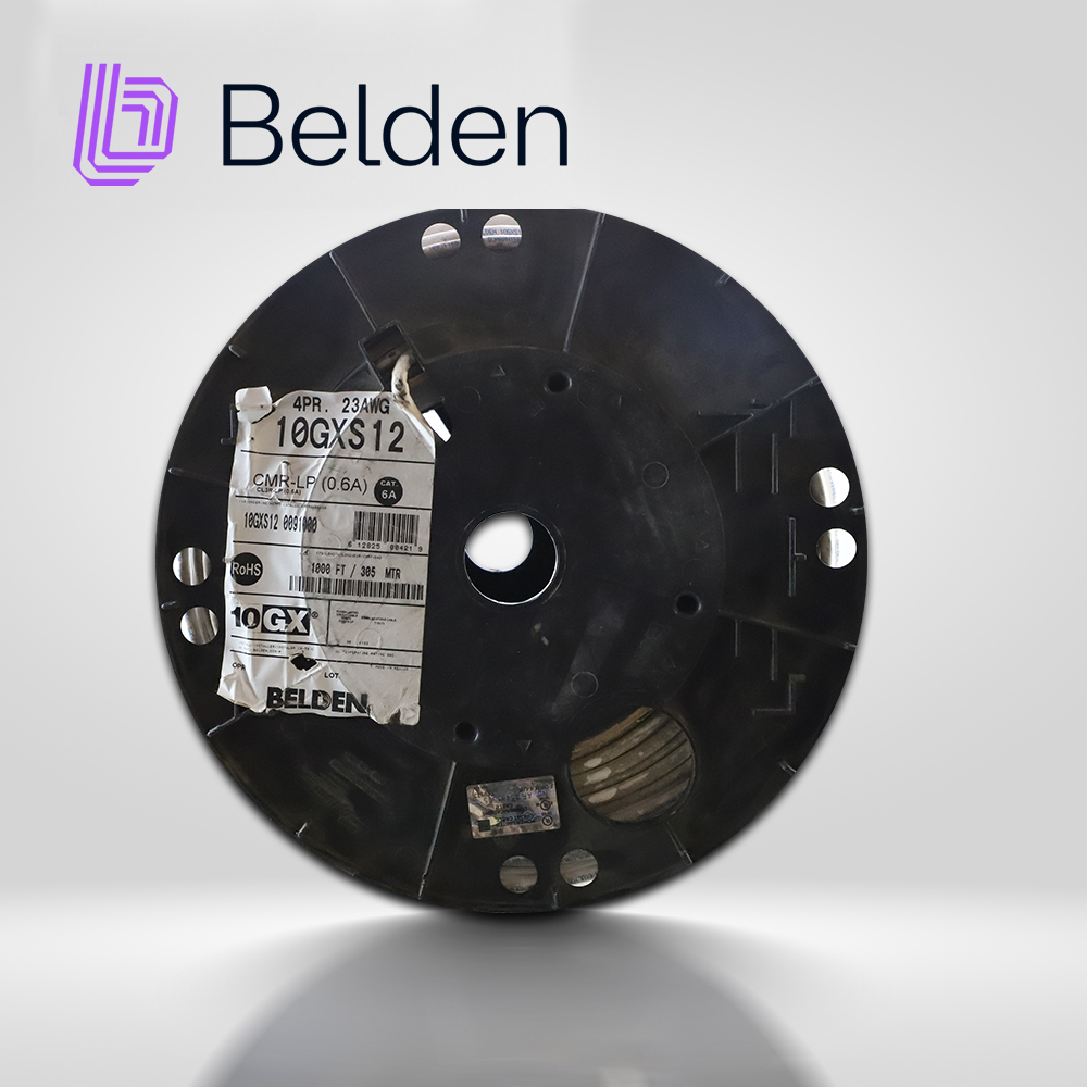 CABLE UTP CAT6A BELDEN 10GXS12 0091000 / INTERIOR / BLANCO / 625MHZ / 4 PARES / 23 AWG / FORRO PVC / CMR / CERTIFICABLE / BOBINA / 1,000 PIES 305 METROS
