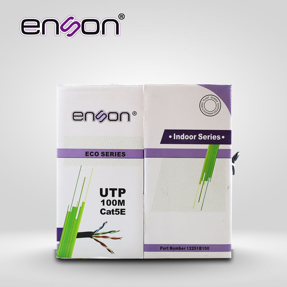 CABLE UTP CAT5E ENSON 12251B100 SERIE ECO CAL. 24AWG CCA BOBINA DE 100MTS  PVC NEGRO USO INTERIOR