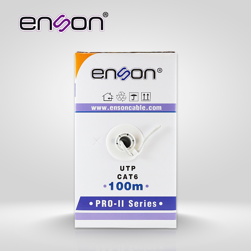 Cable UTP CAT6 Enson 12263G100 Serie Pro-ii Calibe 23 Awg 100% Cobre De Alto Rendimiento Bobina De 100 Metros Forro Pvc Color Gris Uso Interior Recomendado Para Cctv, Video IP Y Redes Base 10,100,1000