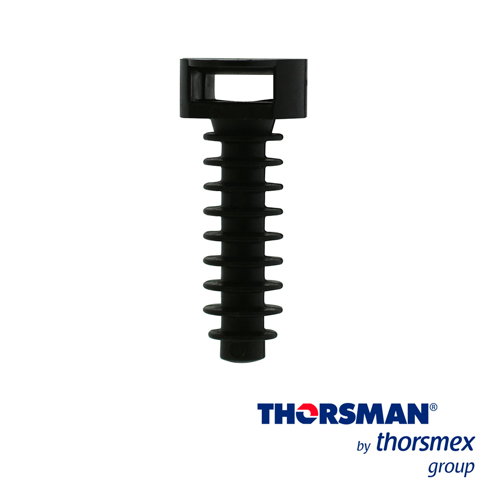 FIJATHODO TFT THORSMAN 1401-10100 COLOR NEGRO  CAJA 100 PZA, CAPACIDAD PARA UNO O VARIOS CINTURONES DE NYLON THORSMAN, PARA USO EN INTERIORES Y EXTERIORES, RESISTENCIA A LA EXTRACCIÓN: 10 KG, ELABORADO CON NYLON 6 SIN FIBRA CON PROTECCIÓN UV, ALTA RESISTENCIA AL IMPACTO