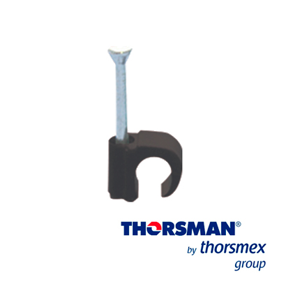Grapas Reforzada Sujethor Thorsman 3101-00400 Tc 3-5 Rc 3/4P Caja /100pzas Color Negro, Ideal Para Cable Redondo Calibres 12 A 14 , Clavo Galvanizado, Grapa De Polietileno, Resistente Al Impacto, Corrosion, Humedad Y Climas Extremos