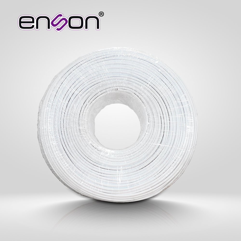Cable UTP Siames Enson 51101W500 4C Para Datos Y Dos Cables Calibre 18AWG (rojo Y Negro) Para Alimentacion, Diseñado Para Su Uso En Soluciones De CCTV Unicamente, Bobina De 500 Metros Color Blanco Para Su Uso En Exterior