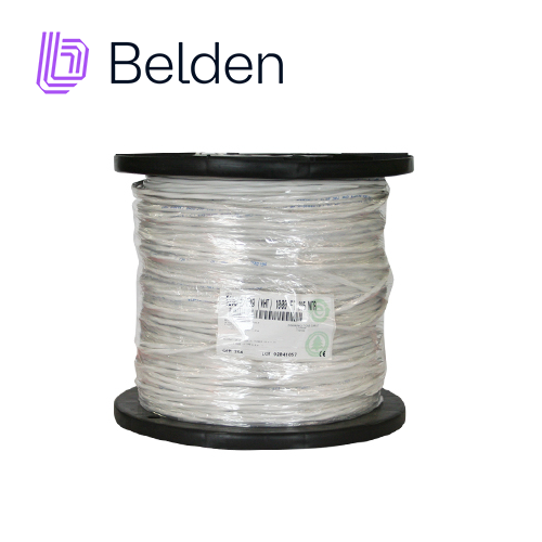 CABLE DE AUDIO COMERCIAL Y SEGURIDAD BELDEN 5200FE 0091000 / INTERIOR / BLANCO / 2 CONDUCTORES / 16 AWG / FORRO PVC / CMR / BLINDADO / BOBINA / 1,000 PIES 305 METROS