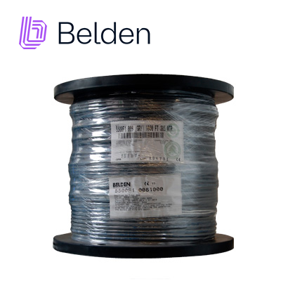 Cable De Seguridad Y Sonido Belden 5500F1 0081000 / Entorno Ruidoso Y Humedo / Gris / 2 Conductores / 22 Awg / Multifilar / Forro Pvc / Cm / Blindado / Bobina / 1,000 Pies 305 Metros