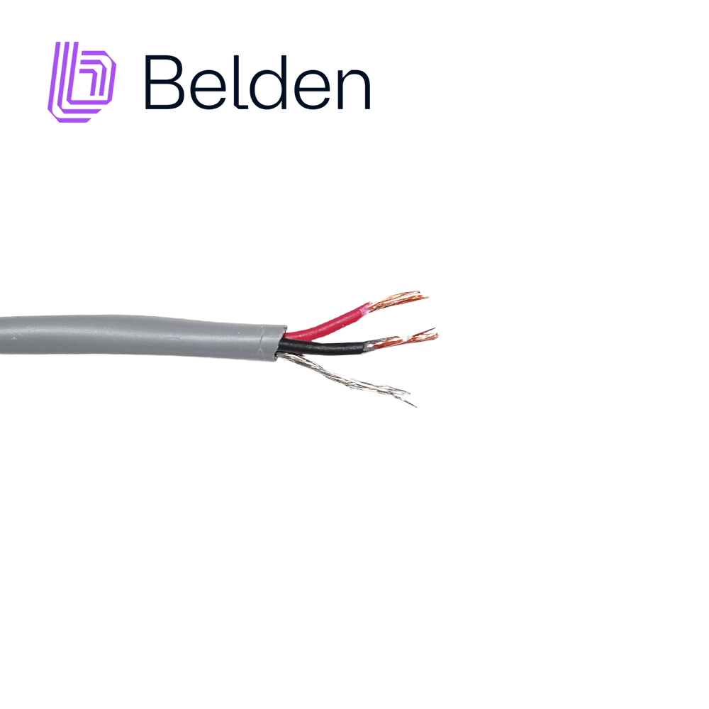 CABLE DE SEGURIDAD Y SONIDO BELDEN 5500FE 0081000 / INTERIOR / GRIS / 2 CONDUCTORES / 22 AWG / MULTIFILAR / FORRO PVC / CMR / BLINDADO / BOBINA / 1,000 PIES 305 METROS