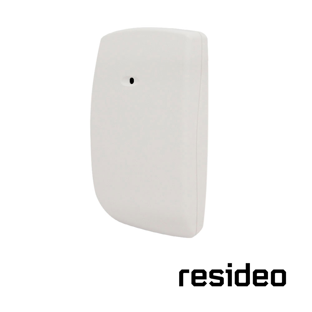 Sensor De Rotura De Cristal Resideo 5853 Inalambrico/ Sensibilidad Seleccionable/ Diseño Elegante/ Baterias Facilmente Reemplazables/ Color Blanco/ Montaje En Pared O Techo/ Rango De Deteccion De Hasta 7.62MTS / Incluye Bateria