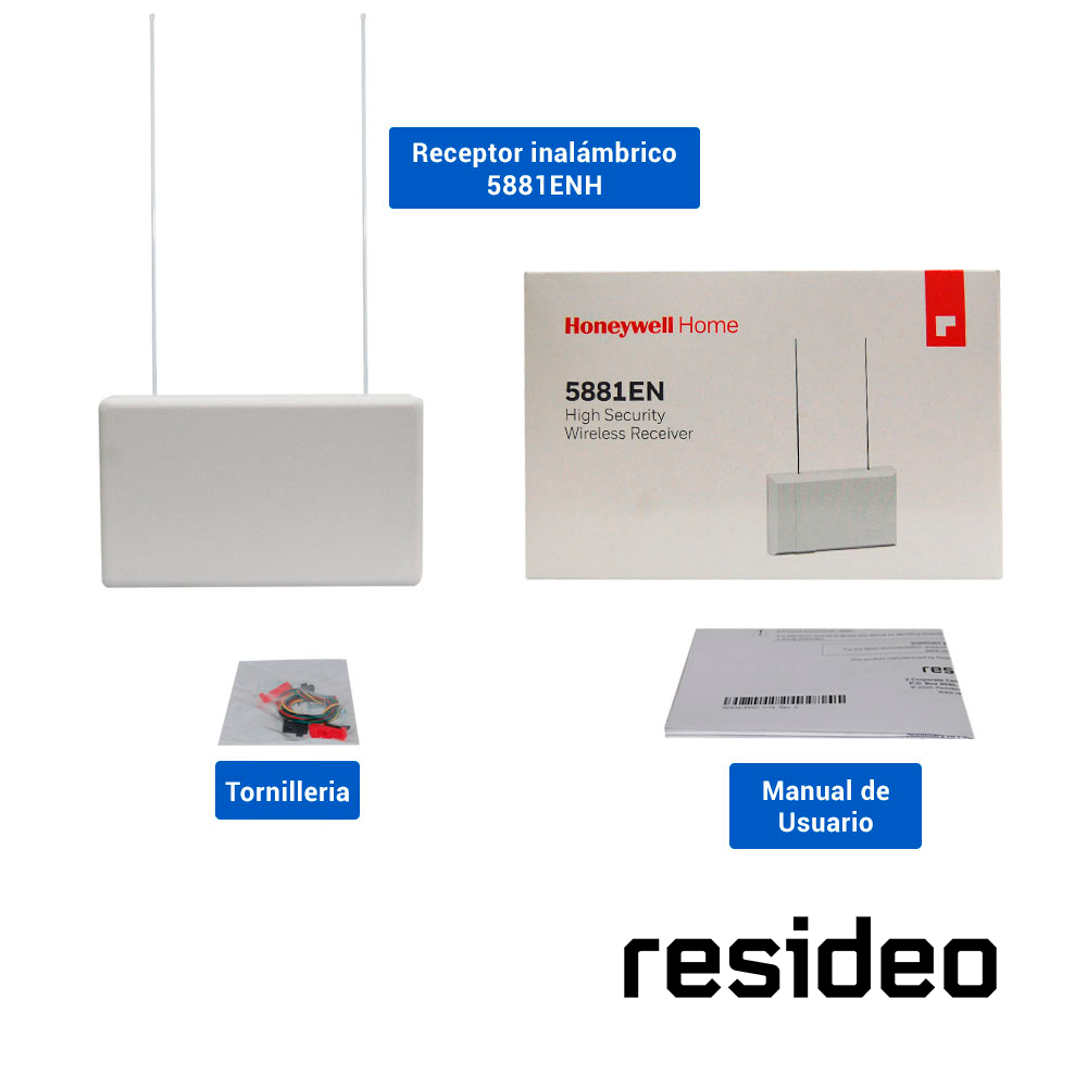 Receptor Inalambrico Resideo 5881ENH El Limite De Zonas Que Puede Soportar Lo Pone El Panel Al Que Este Conectado/ Rango De Deteccion 60MTS (linea De Vista)/ Sensibilidad Ajustable/ Compatible Con Paneles De La Serie Vista