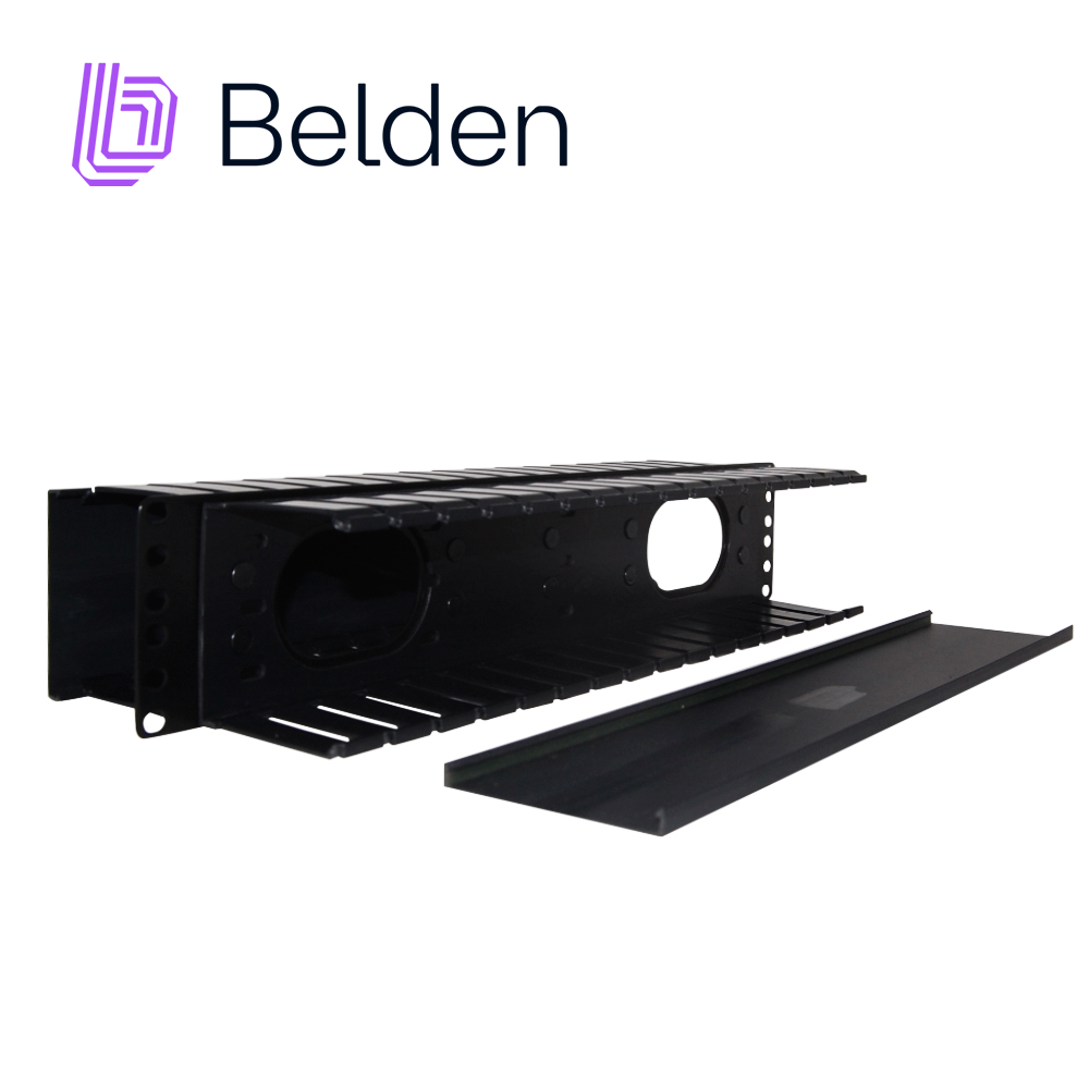 ORGANIZADOR HORIZONTAL BELDEN 9512-1902-FR 2 UR ADMINISTRACION FRONTAL Y POSTERIOR CON TAPA NEGRO
