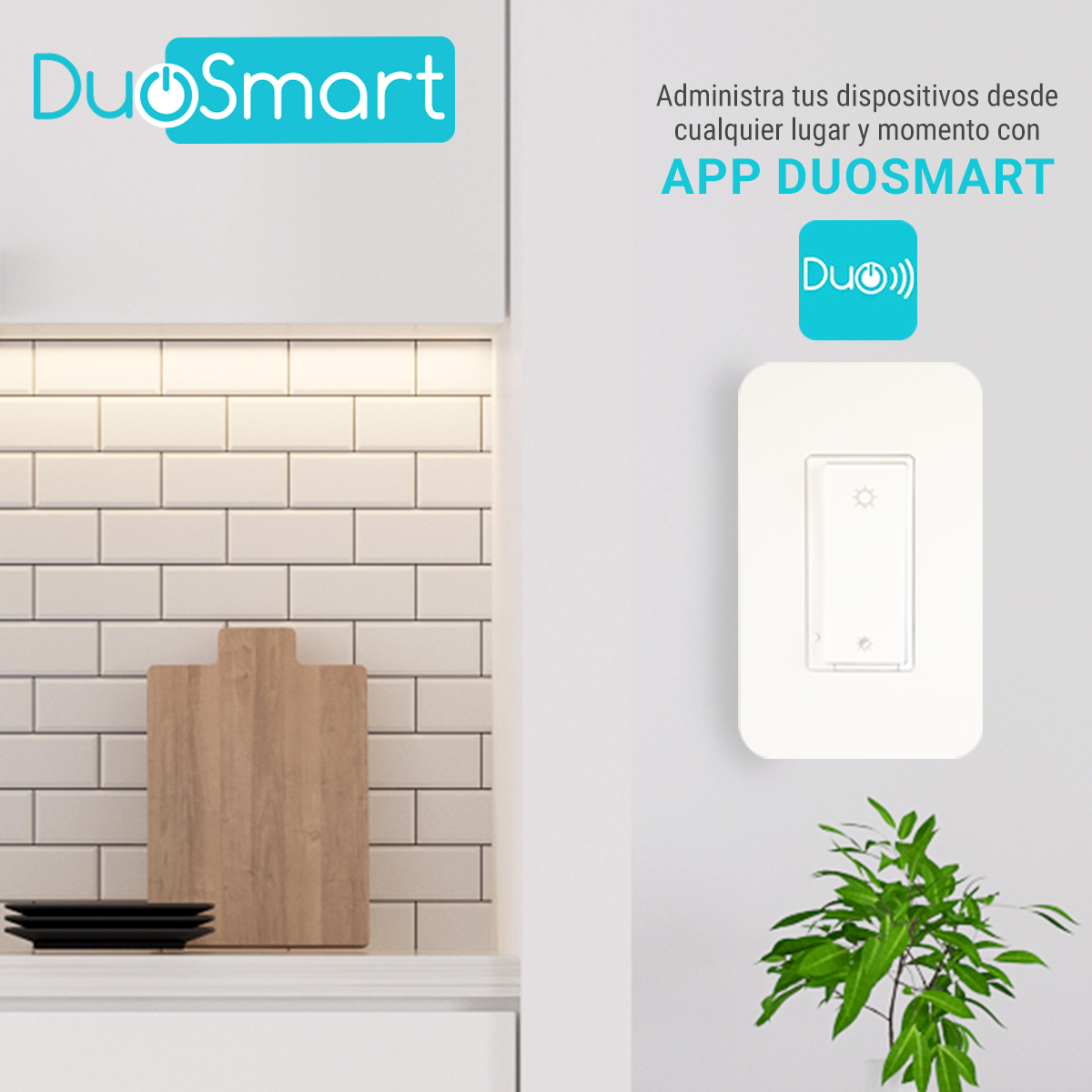 SWITCH APAGADOR CON REGULADOR DE INTENSIDAD WIFI 2.4 GHZ DIMMER DUOSMART A50 COMPATIBLE CON ALEXA Y GOOGLE HOME CON TEMPORIZADORES COMPATIBLE CON ESCENAS DE AUTOMATIZACION EN CONJUNTO CON OTROS DISPOSITIVOS