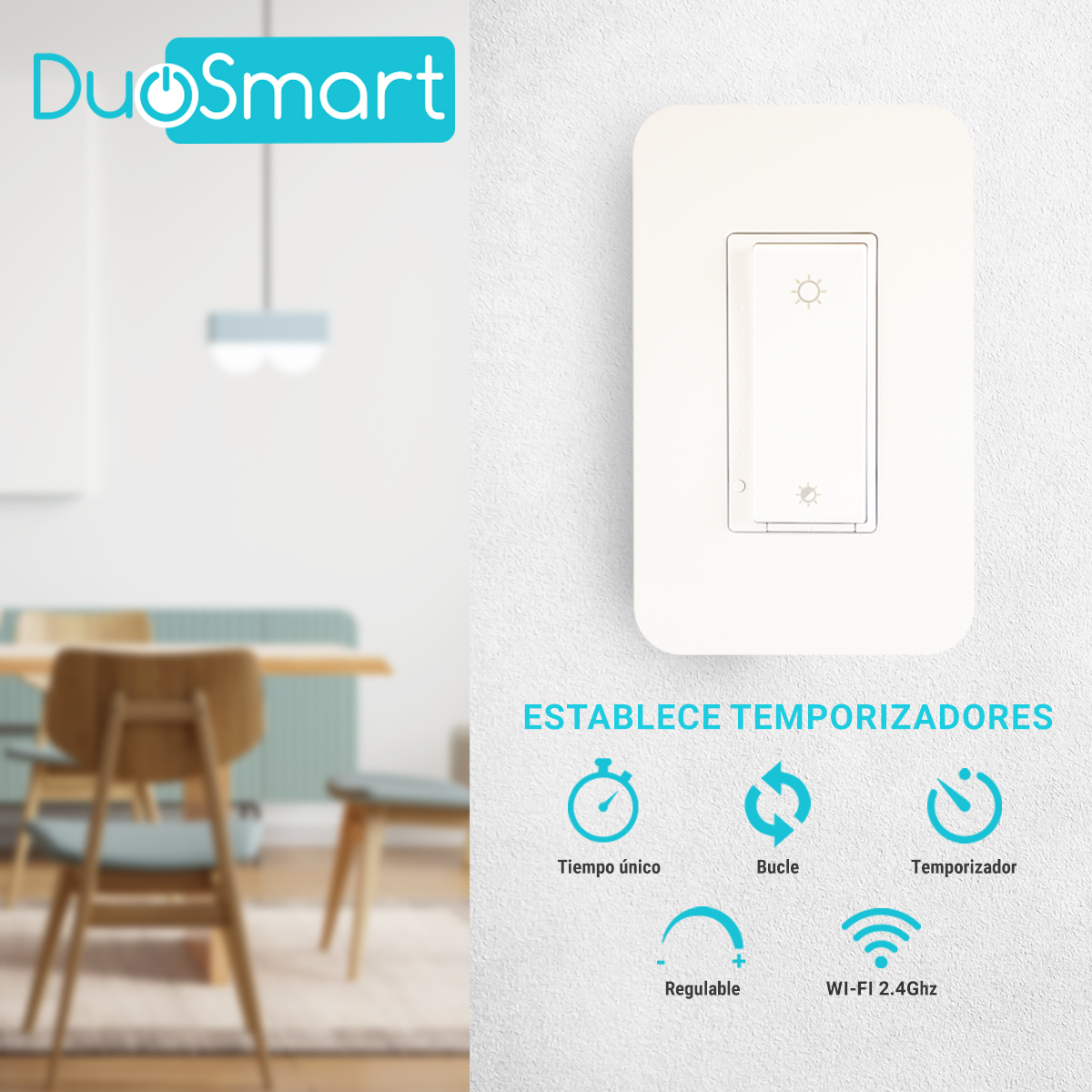 SWITCH APAGADOR CON REGULADOR DE INTENSIDAD WIFI 2.4 GHZ DIMMER DUOSMART A50 COMPATIBLE CON ALEXA Y GOOGLE HOME CON TEMPORIZADORES COMPATIBLE CON ESCENAS DE AUTOMATIZACION EN CONJUNTO CON OTROS DISPOSITIVOS