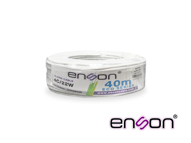 CABLE DE ALARMA ENSON 32202W040 SERIE ECO MULTIFILAR  4C/22 AWG BOBINA DE 40 METROS FORRO PVC COLOR BLANCO PARA USO INTERIOR DISEÑADO PARA CONEXIONES DE SISTEMAS DE ALARMA