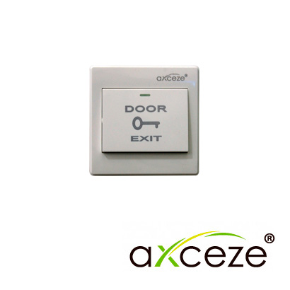 BOTON LIBERADOR AXCEZE AX-B40 BOTON TIPO PUSH FABRICADO EN PLASTICO INCLUYE BASE  MEDIDAS 86 X 86 X 25 MM CONEXION A 2 HILOS CUENTA CON EL ESTADO N.O.  