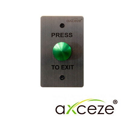 BOTON LIBERADOR AXCEZE AX-B60 BOTON TIPO PUSH CON FORMA DE HONGO EN COLOR VERDE FABRICADO EN ACERO INOXIDABLE  MEDIDAS 115 X 70 X 25 MM CONEXION A 2 HILOS CUENTA CON EL ESTADO N.O.
