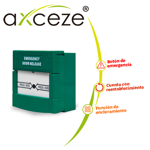 BOTON DE EMERGENCIA CON RESTABLECIMIENTO POR MEDIO DE LLAVE MODELO AX-CPOINT DE AXCEZE 