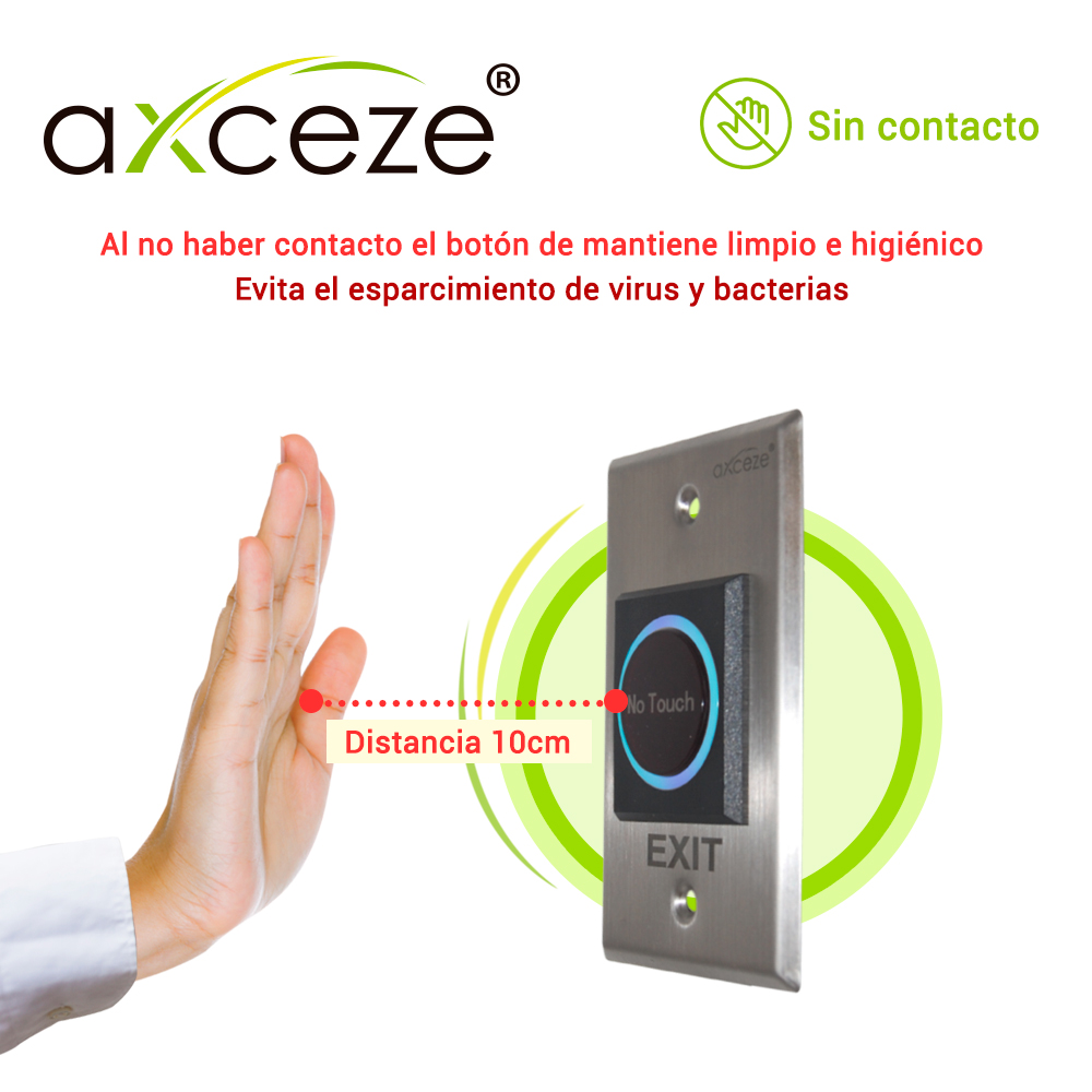 BOTON SIN CONTACTO NO-TOUCH AX-TOUCH1 RELAY INTEGRADO BOTON DE ACTIVACION INMEDIATA CON LED.