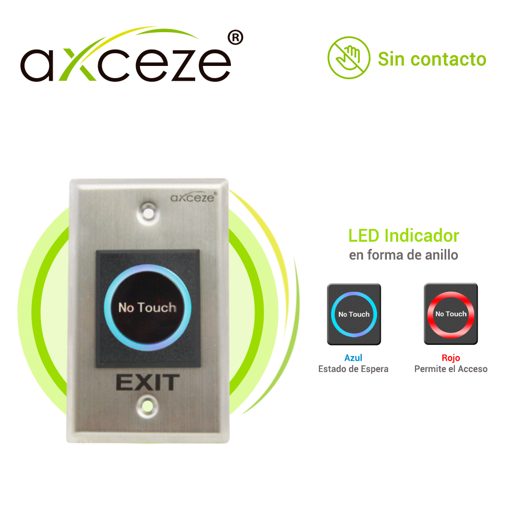 BOTON SIN CONTACTO NO-TOUCH AX-TOUCH1 RELAY INTEGRADO BOTON DE ACTIVACION INMEDIATA CON LED.