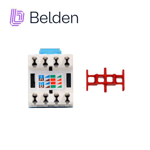 Conector Modular Jack RJ45 Cat5e Belden Ax101315 Estilo Keyconnect Azul Claro Compatible Con Faceplate Ax102660,ax102655,ax102249 Patch Panel Modular Ax103114,ax103115,ax104599 Esquema De Cableado T568a/b Herramienta Compatible Ax100749 Uso Interior Calibre Del Conductor 22-24 Awg