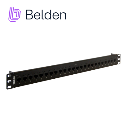 PATCH PANEL KEYCONNECT CAT6+ BELDEN AX103253 / NEGRO / 24 PUERTOS / 1UR / PRECARGADO / PIEZA