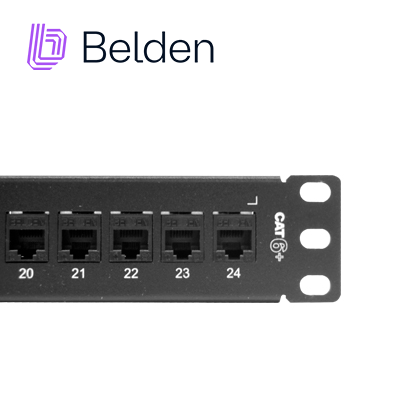 PATCH PANEL KEYCONNECT CAT6+ BELDEN AX103253 / NEGRO / 24 PUERTOS / 1UR / PRECARGADO / PIEZA
