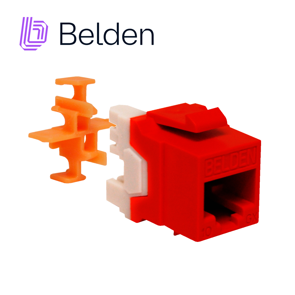 CONECTOR MODULAR JACK RJ45 CAT6A BELDEN AX104152  ESTILO KEYCONNECT NARANJA COMPATIBLE CON FACEPLATE AX102660,AX102655,AX102249 PATCH PANEL MODULAR AX103114,AX103115,AX104599 ESQUEMA DE CABLEADO T568A/B HERRAMIENTA COMPATIBLE AX100749 USO INTERIOR CALIBRE DEL CONDUCTOR 22-24 AWG