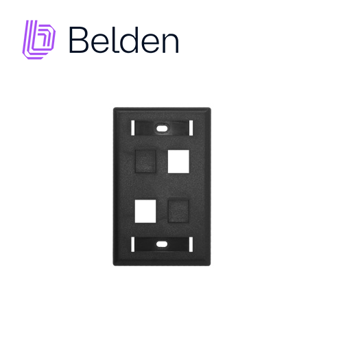 PLACA DE PARED (FACEPLATE) BELDEN AX104163 / KEYCONNECT / INTERIOR / NEGRO / 4 PUERTOS / PIEZA