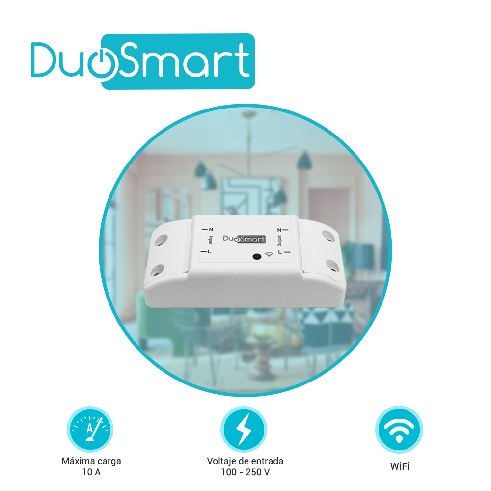 Interruptor De Corriente Inteligente Duosmart B10 Con Funcion On/off Wifi 2.4 Ghz Compatible Con Alexa Google Home Y App Duosmart