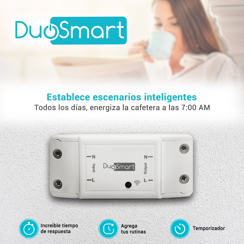 Interruptor De Corriente Inteligente Duosmart B10 Con Funcion On/off Wifi 2.4 Ghz Compatible Con Alexa Google Home Y App Duosmart