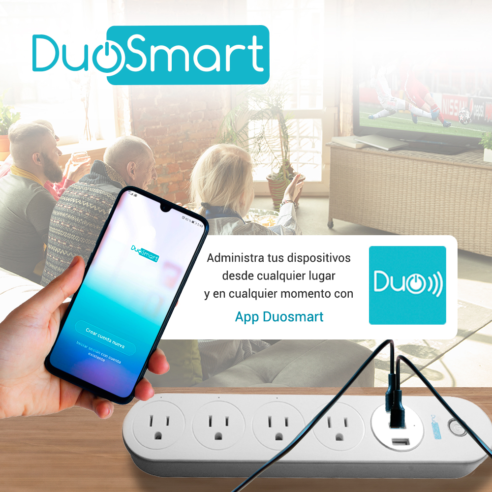 Barra Multicontacto Wifi Duosmart B50 Con Control Independiente De Contactos Y USB Compatible Con App Duosmart