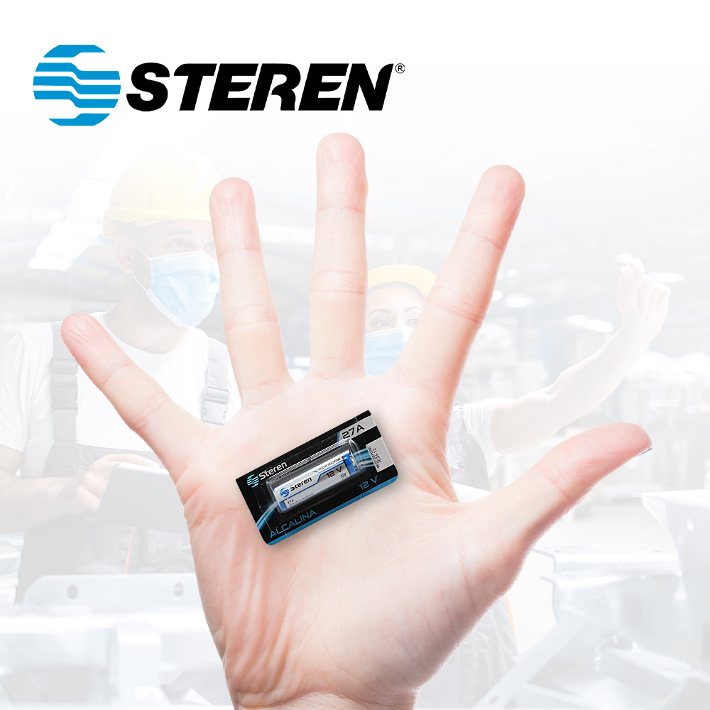 Bateria Alcalina Steren Bat-27a Tipo Cilindro 12 Volts 20MAH - Compatible Con Magneto Sonoff Y Otros Dispositivos Similares 