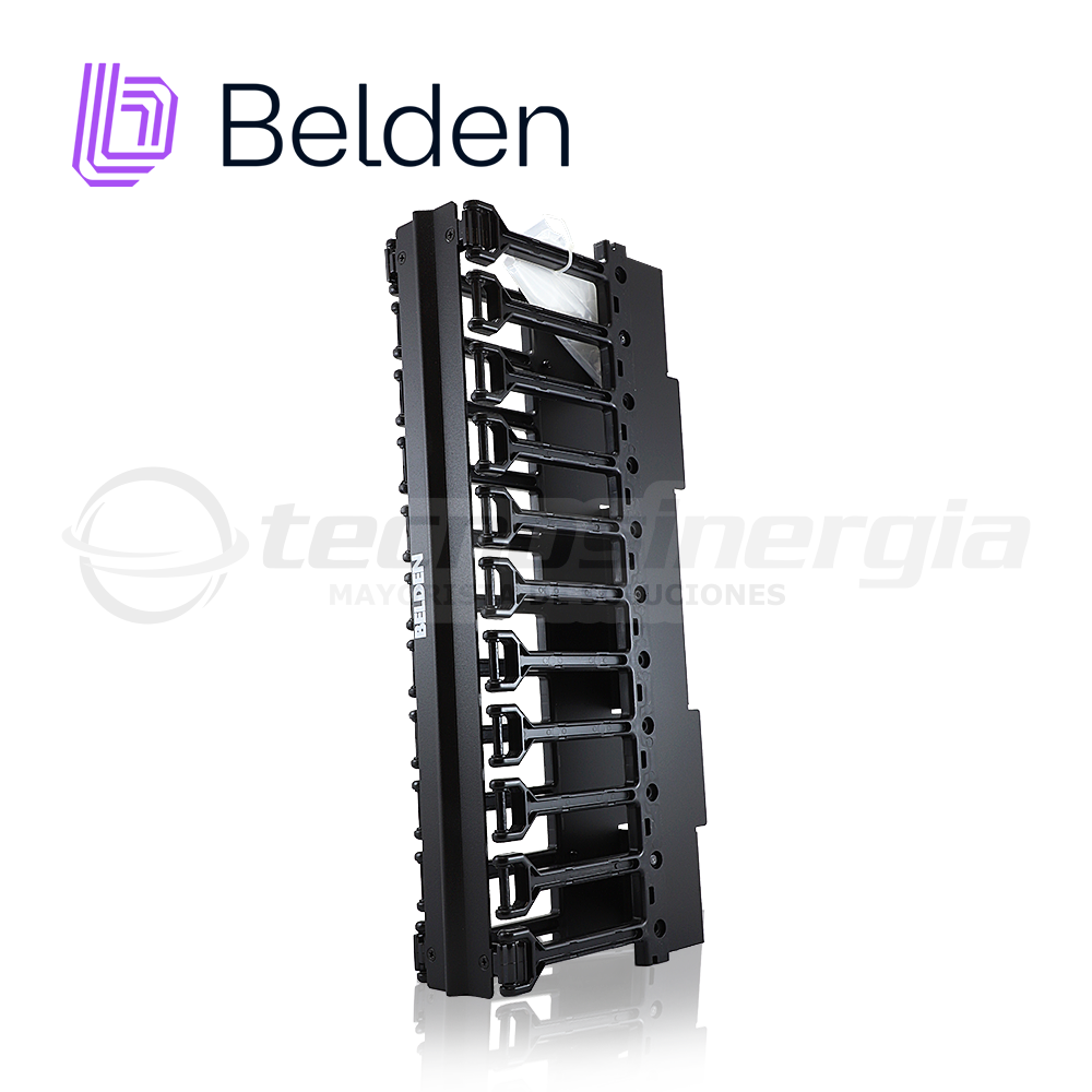 Organizador Horizontal Con Dedos Moldeados Y Cubierta Abatible Belden Bhh192ur / Interior / Negro / 2UR / Pieza