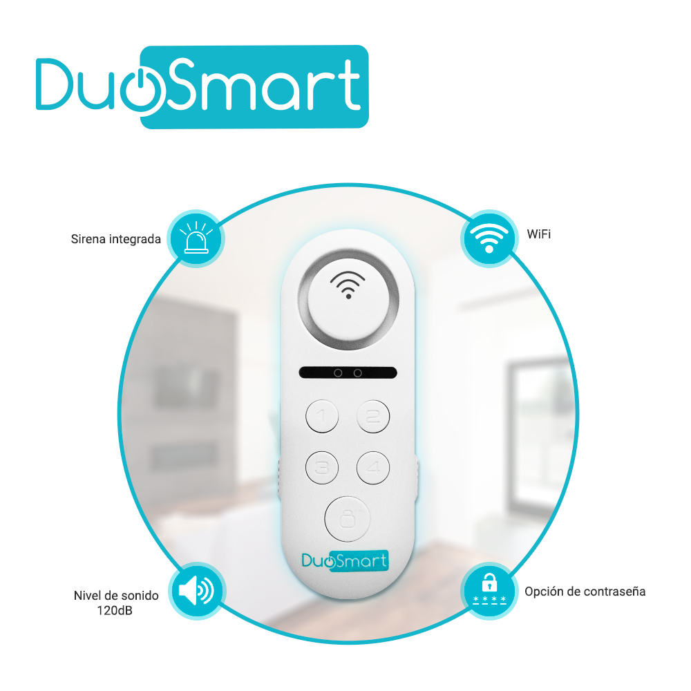 SENSOR MAGNETICO WIFI 2.4 GHZ DUOSMART C60 CON SIRENA INCLUIDA 2 MODOS DE OPERACION 2 SONIDOS DE NOTIFICACION COMPATIBLE CON ESCENAS EN APP Y EN ASISTENTES VIRTUALES ALEXA Y GOOGLE HOME **NO ACEPTA DISPOSITIVOS ADICIONALES**