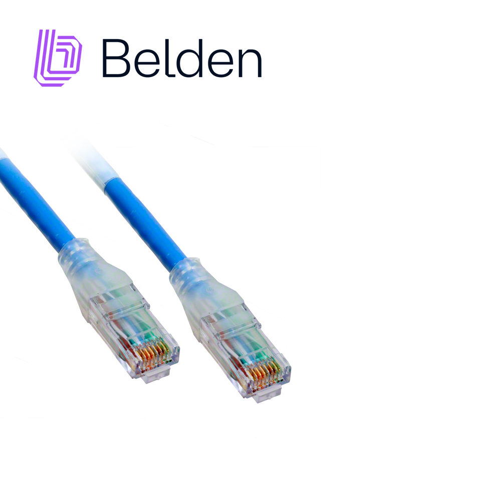 PATCHCORD UTP CAT6 BELDEN C601106003 FORRO PVC AZUL CMR-RISER 4 PARES CALIBRE CONDUCTOR 24 AWG 100% COBRE USO INTERIOR PARTES RELACIONADAS:CONECTORES MODULARES CAT6 PATCH PANEL CAT6 LONGITUD 3 PIES 0.9 METROS