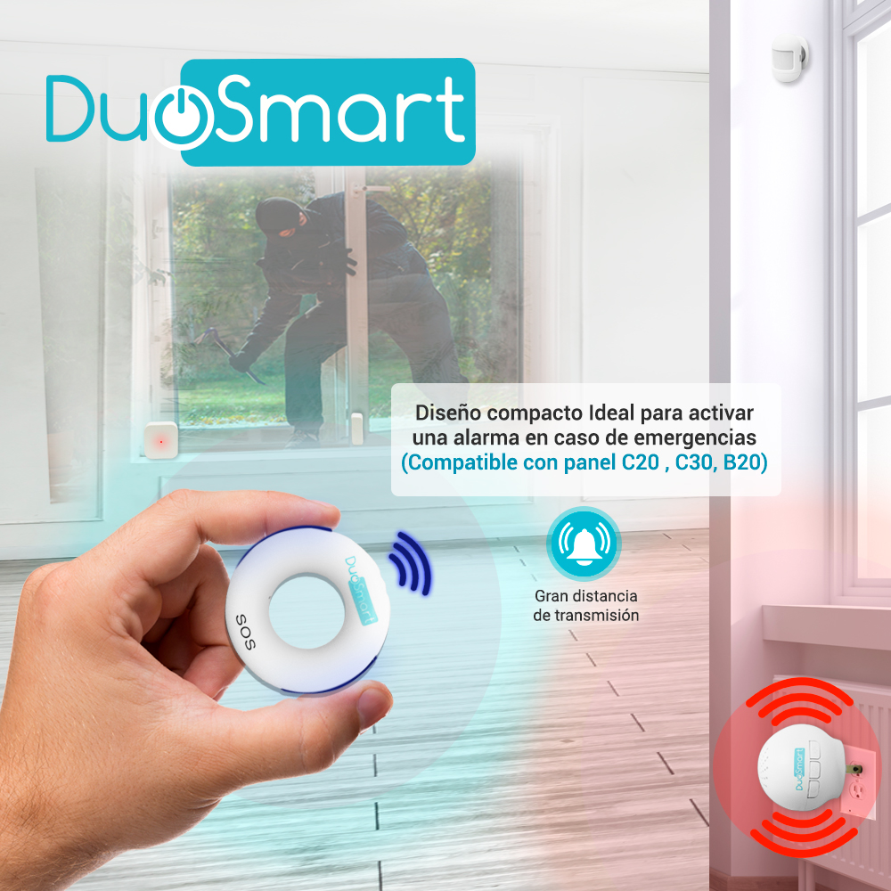 Boton De Panico Rf Serie C Duosmart Cpm1 -compatible Con Paneles B20 C10 C20 Y C30-no Incluye Baterias