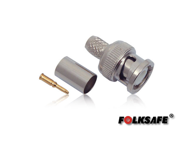 CONECTOR PARA CRIMPEAR BC6 FOLKSAFE BNC MACHO(CONECTOR, PIN DE COBRE Y ANILLO) PARA CRIMPEAR EN CABLE COAXIAL RG6, MEDIDAS DEL CONECTOR 13.9 X 24.8 MM, SE REQUIERE PINZA PARA CRIMPEAR 