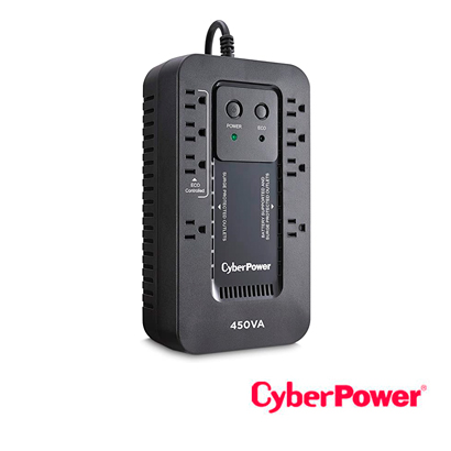 NO BREAK UPS EC450G CYBERPOWER 450VA/260W / TECNOLOGIA STANDBY / TIPO ESCRITORIO / 4 CONTACTOS CON RESPALDO-SUPRESION DE PICOS / 4 CONTACTOS CON SUPRESOR DE PICOS/ PUERTO USB ADMINISTRACION LOCAL / ENERGY STAR
