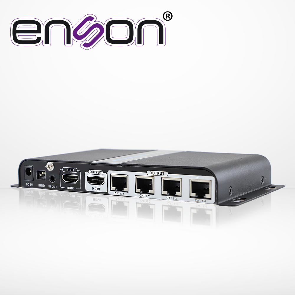 Distribuidor Extensor HDMI Enson Ens-ex704 Con 4 Extensores De Hasta 40MTS Con Cable 100% Cobre CAT6 A 1080P Salida HDMI Local Hdmi-loop Y Control De IR