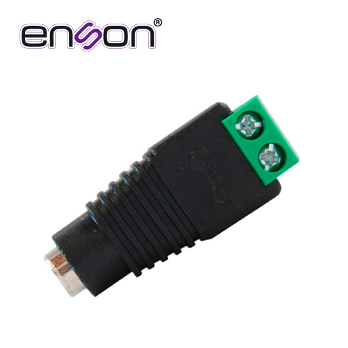 CONECTOR DE CORRIENTE ENS-FC01 HEMBRA ENSON TIPO JACK 3.5 MM PARA CAMARAS CCTV / CON BLOQUE POLARIZADO / MEDIDAS: 2.1 X 5.5 MM.