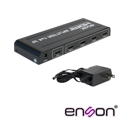 Distribuidor HDMI Enson Ens-hdmi14 Con Una Entrada Y Cuatro Salidas HDMI Para Distribuir El Video De Un Dispositivo (laptop, Grabador De Video, Consolas De Videojuego, Etc) A Cuatro Pantallas Distintas Al Mismo Tiempo, Incluye Fuente De Alimentacion De 5V