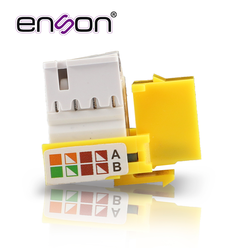 Conector Jack Enson Ens-jc6ye CAT6 Color Amarillo A 90 Grados Ponchado Con Pinzas Y Cubrepolvo