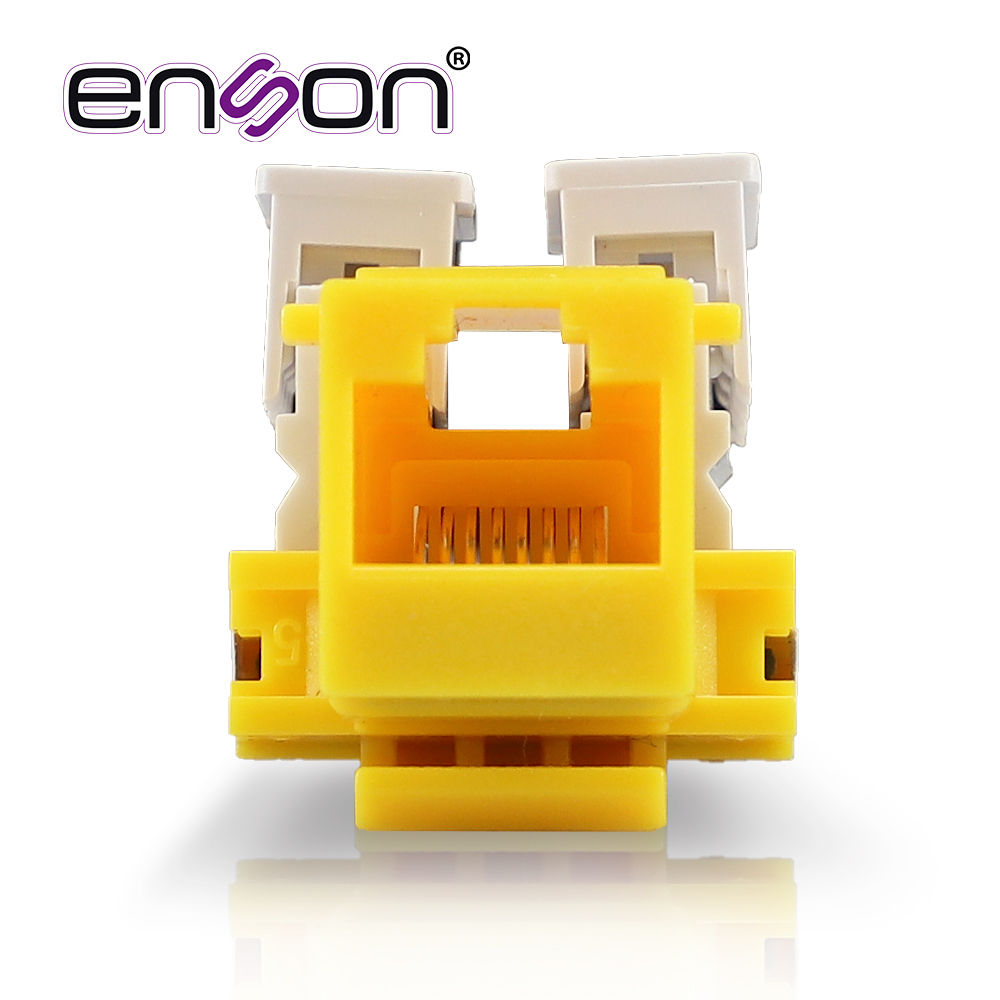 Conector Jack Enson Ens-jc6ye CAT6 Color Amarillo A 90 Grados Ponchado Con Pinzas Y Cubrepolvo