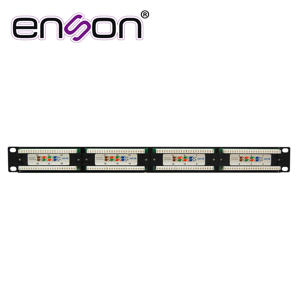 PATCH PANEL ENSON ENS-PA24P5E 1UR PRECARGADO CAT5E 24 PUERTOS MONTAJE EN RACK ESTANDAR 19