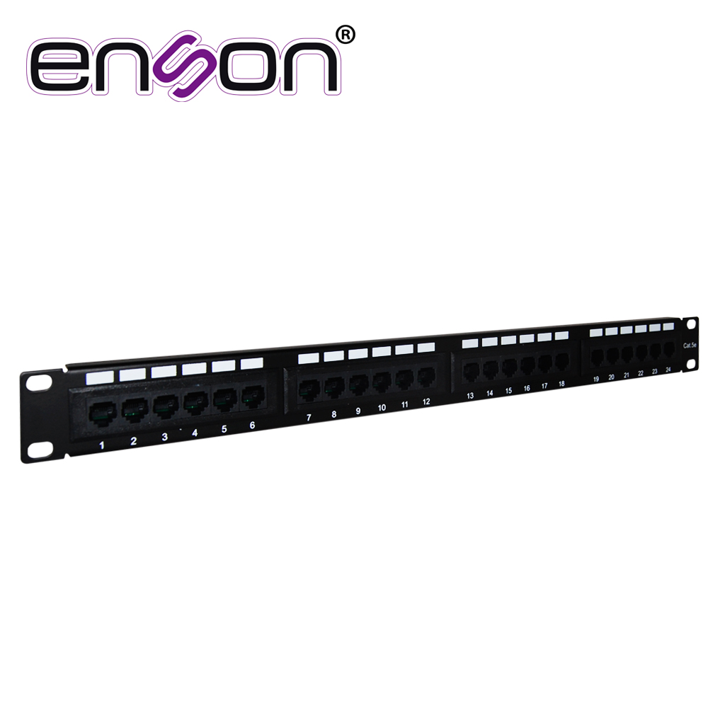 PATCH PANEL ENSON ENS-PA24P5E 1UR PRECARGADO CAT5E 24 PUERTOS MONTAJE EN RACK ESTANDAR 19