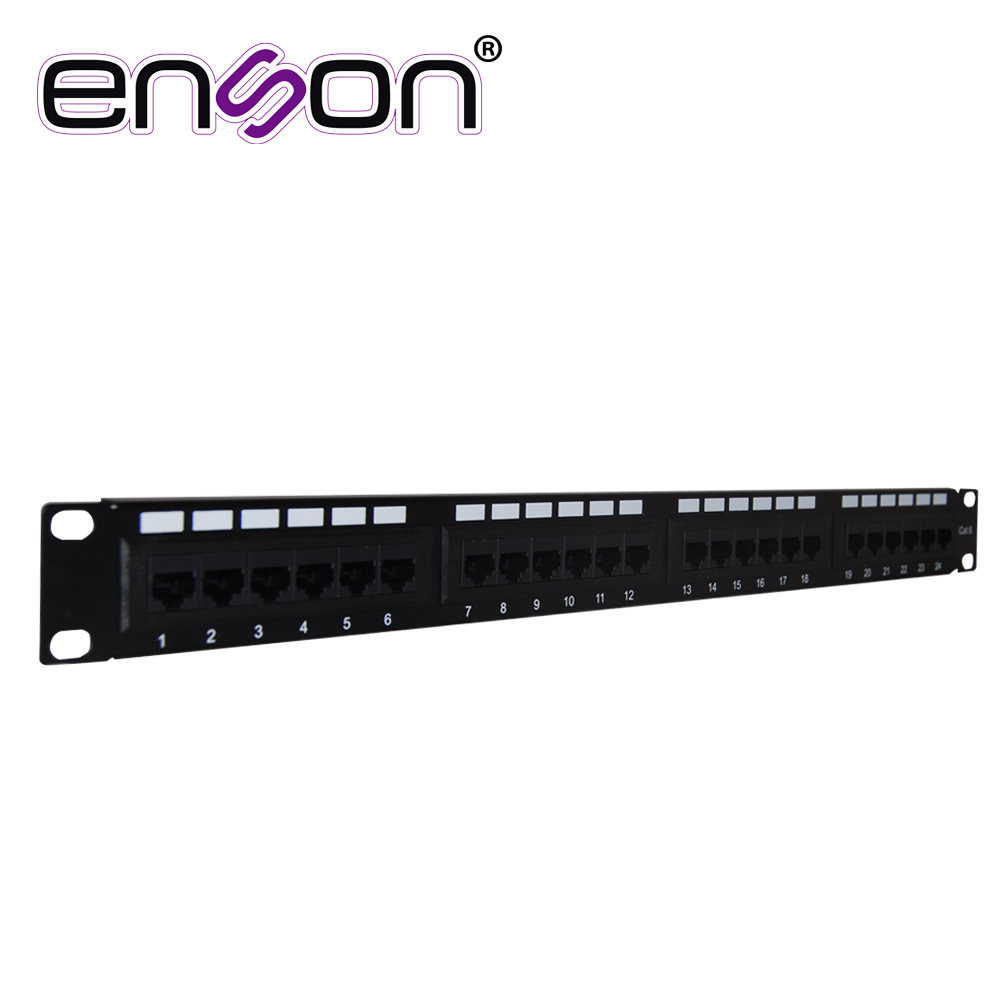 PATCH PANEL ENSON ENS-PA24P6 1UR PRECARGADO CAT6 24 PUERTOS MONTAJE EN RACK ESTANDAR 19 PULGADAS