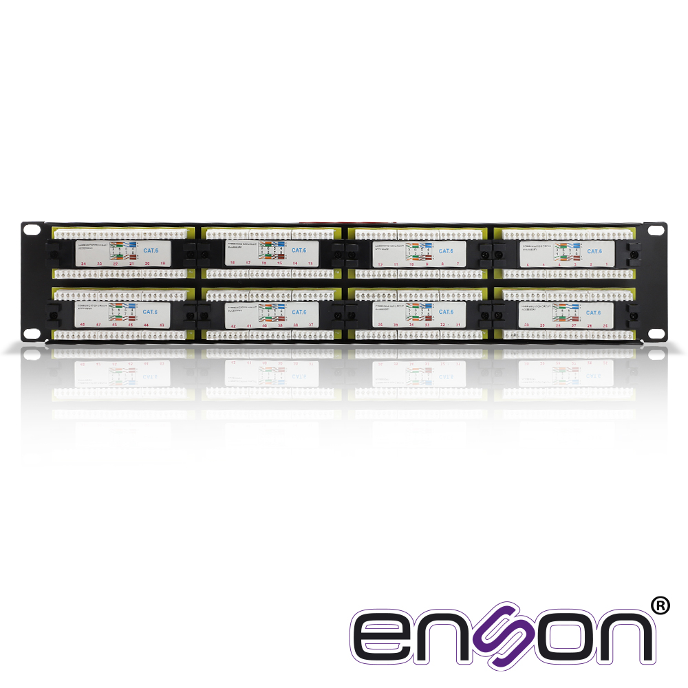 PATCH PANEL ENSON ENS-PA48P7 2UR PRECARGADO CAT6 48 PUERTOS MONTAJE EN RACK ESTANDAR 19